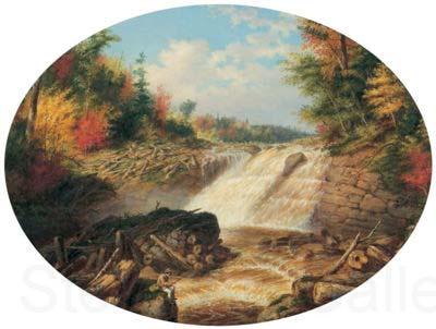 Cornelius Krieghoff A Jam of Saw Logs on the Upper Fall in the Little Shawanagan River [Sic] - 20 Miles Above Three Rivers, France oil painting art